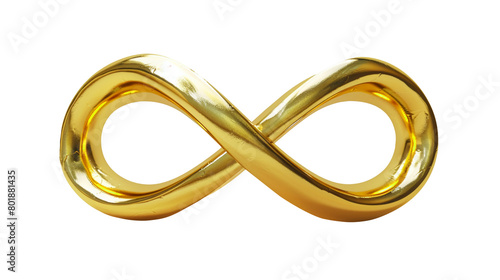 Gold infinity symbol or sign love gift, Sustainable strategy approach to for future growth infinity circular economy, isolated transparent, cutout or clipping path background, illustration