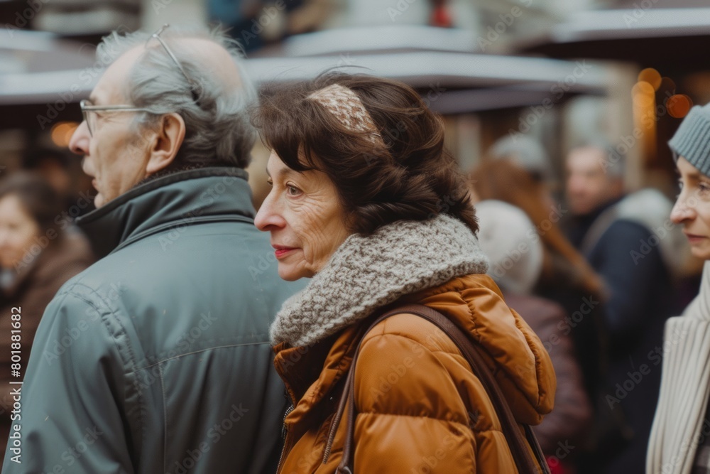 Senior couple walking in Paris, France Senior couple walking in Paris, France