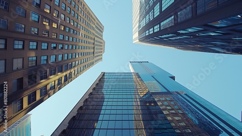 Tall buildings can be seen on both sides; glance up