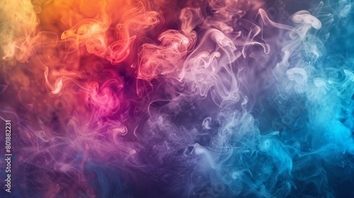 A surreal composition of colorful cigarette smoke forming intricate patterns against a contrasting background.