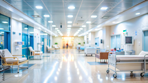 Empty Hospital Corridor with Contemporary Design