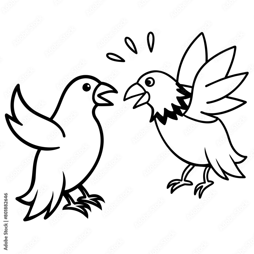 Obraz premium Whimsical Showdown Bird line art vector 