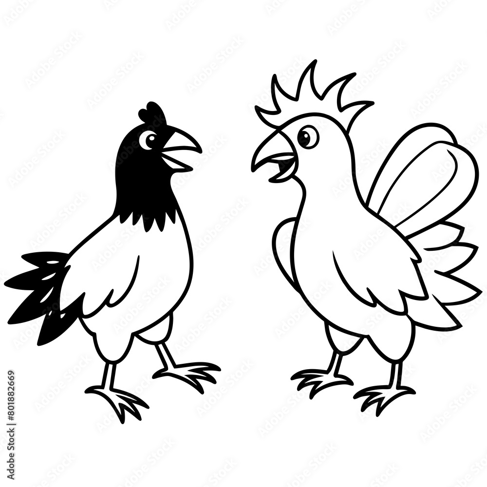Whimsical Showdown Bird line art vector Whimsical Showdown Bird line art vector