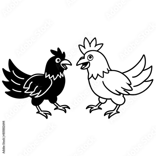 Whimsical Showdown Bird line art vector 