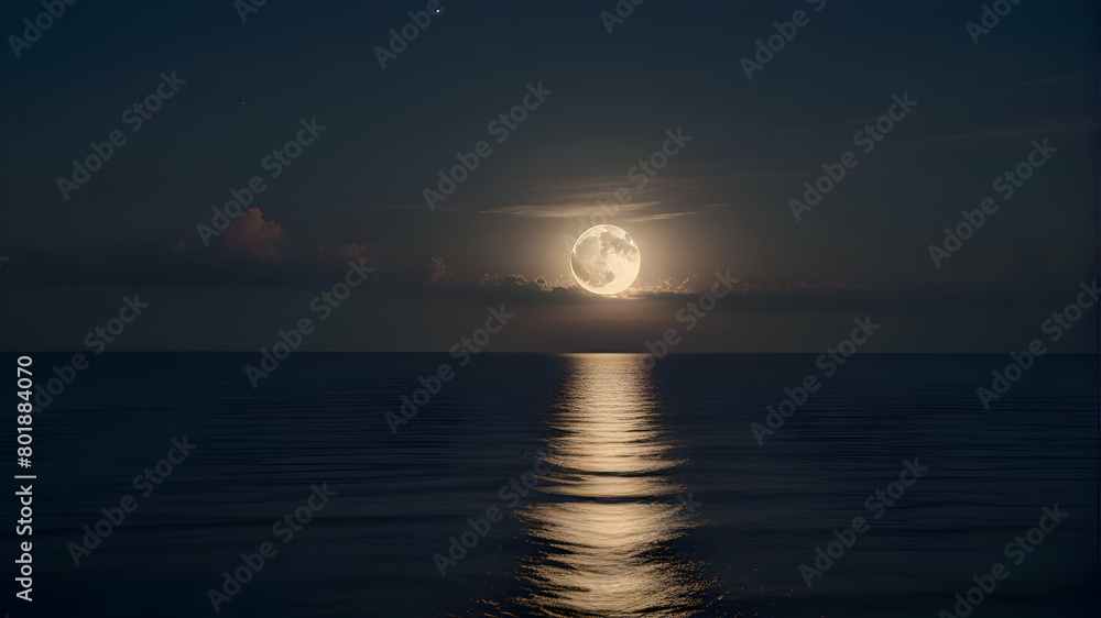 full moon over the sea