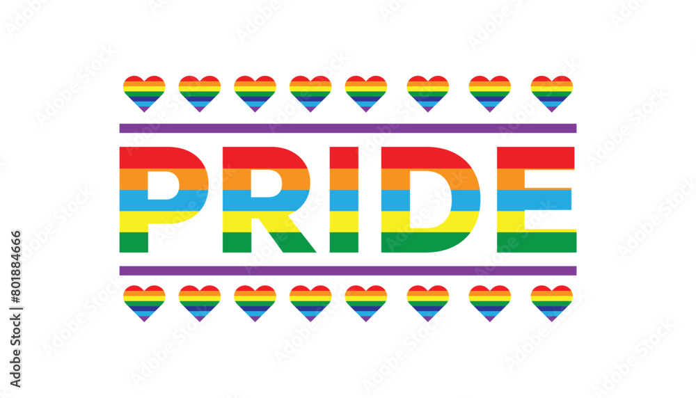 Pride Month observed every year in June. Template for background, banner, card, poster with text inscription.