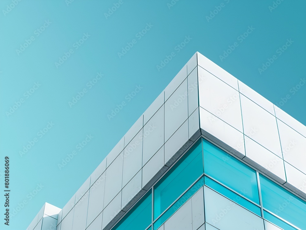 The building is designed in an architectural style with minimalist details, showcasing its sharp angles against a clear sky background. The building is designed in an architectural style with minimalist details, showcasing its sharp angles against a clear sky background.