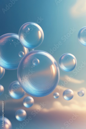 Wallpaper Mural Iridescent holographic floating liquid blobs, soap bubbles or metaballs. Torontodigital.ca