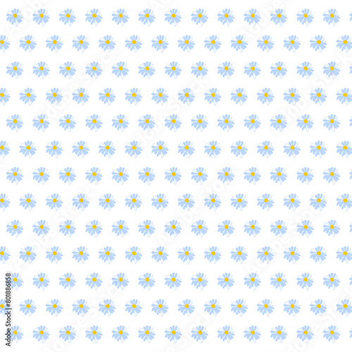 Wallpaper Mural Spring seamless pattern rows meadow daisies white Summer template Blooming wildflower ditsy ornament wrapping fabric wallpaper textile mosaic vector Torontodigital.ca