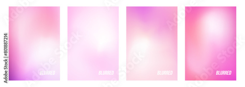 Set of light purple colored blurred abstract backgrounds. Soft color gradients for creative graphic design. Vector illustration.