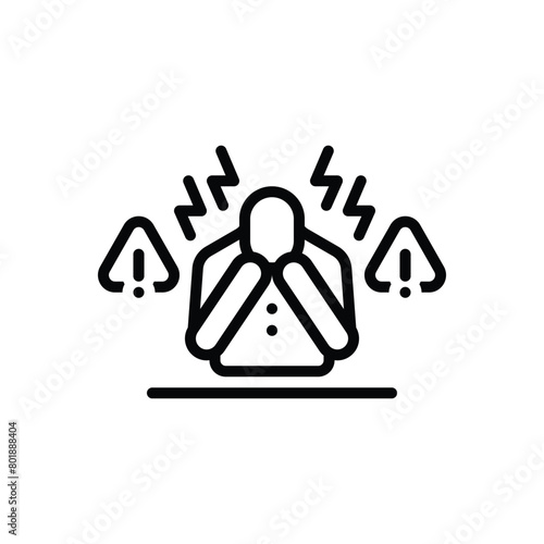 Black line icon for panic attack