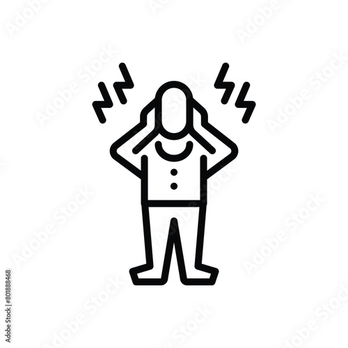 Black line icon for panic attack
