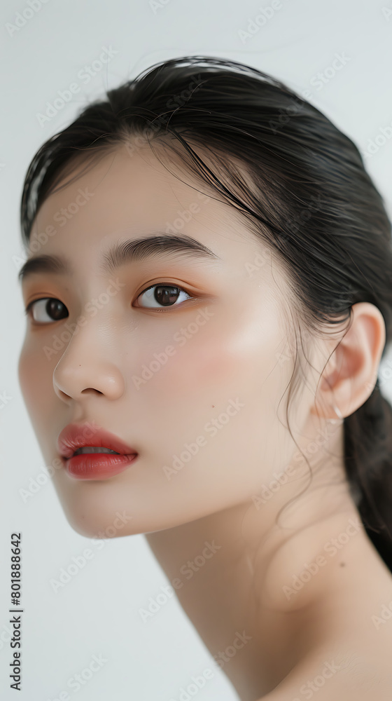 Naklejka premium Beauty skin care woman natural makeup female model