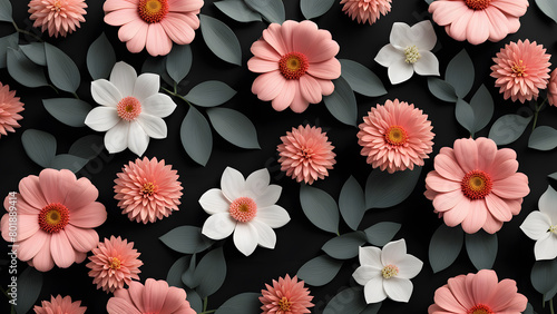 A close up of a flower arrangement with pink and white flowers