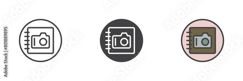 Camera photo gallery mode different style icon set