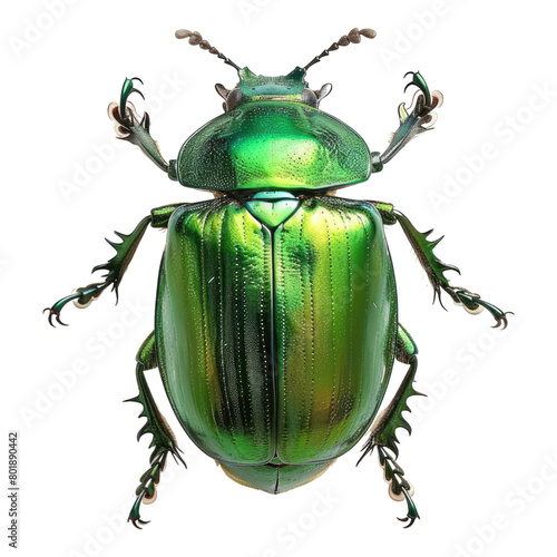 Vibrant green June beetle isolated on transparent background photo