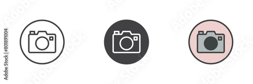 Photo camera different style icon set