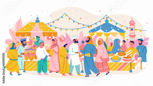 Colorful Outdoor Cultural Festival With Diverse People and Food Stalls