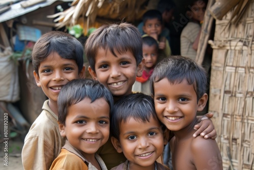 Group of indian children in their village. © Iigo