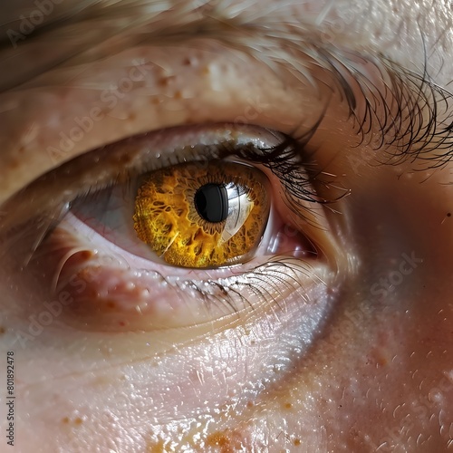Extreme Close-Up of Distinctive Golden-Brown Rings in the Eye,a Sign of Wilson's Disease