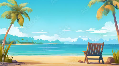 Summer Escape, Relaxing Beach Background, Realistic Beach Landscape. Vector Background