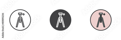 Camera tripod different style icon set