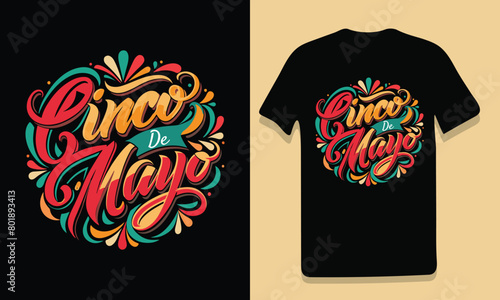 Mexican traditional festival Cinco de Mayo day celebration vector typography t-shirt design graphic prints ready for black tee 