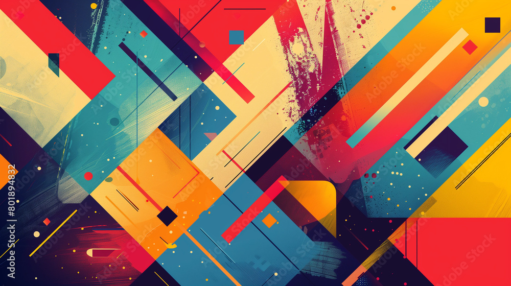 Vibrant Geometric Abstraction: Infusing Energy and Dynamism into Digital Design Landscapes