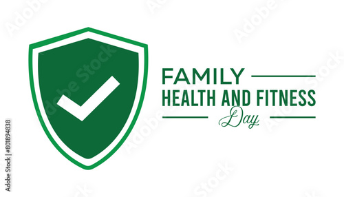 Family health and fitness day observed every year in June. Template for background, banner, card, poster with text inscription.