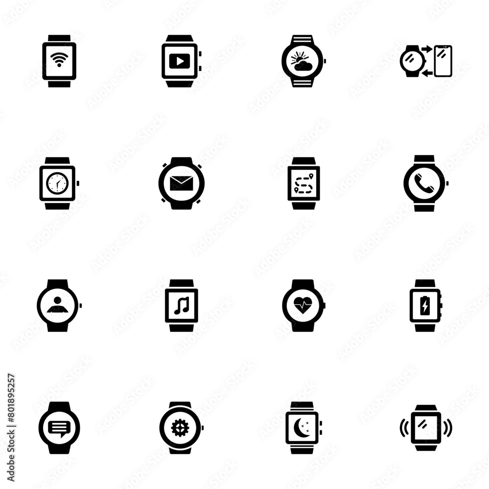 Smart Watch icon - Expand to any size - Change to any colour. Perfect Flat Vector Contains such Icons as smart device, phone, wristwatch, heart monitor, clock, messaging, time, activity control. Smart Watch icon - Expand to any size - Change to any colour. Perfect Flat Vector Contains such Icons as smart device, phone, wristwatch, heart monitor, clock, messaging, time, activity control.