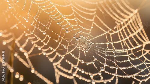 spider web with dew drops