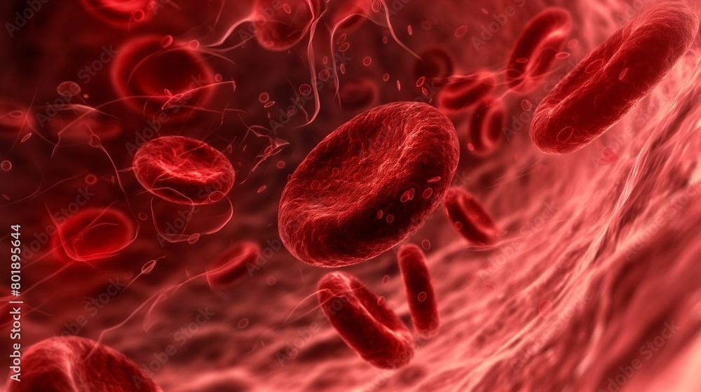 Red blood cells flowing through vein, Blood clots concept Red blood cells flowing through vein, Blood clots concept