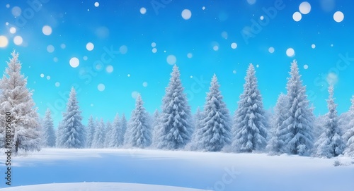 Winter landscape with snowy fir trees and snowdrifts. Christmas background © anamulhaqueanik