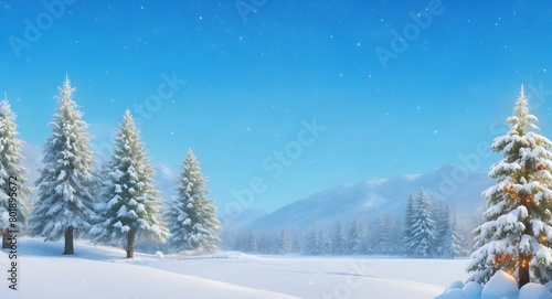 Winter landscape with snowy fir trees and snowdrifts. Christmas background © anamulhaqueanik