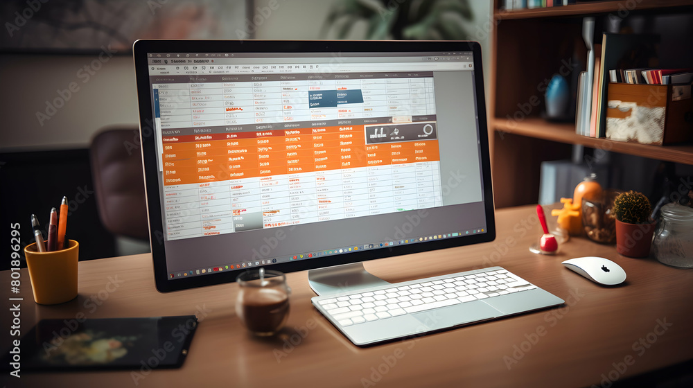 Naklejka premium A strategic content calendar on a computer screen,