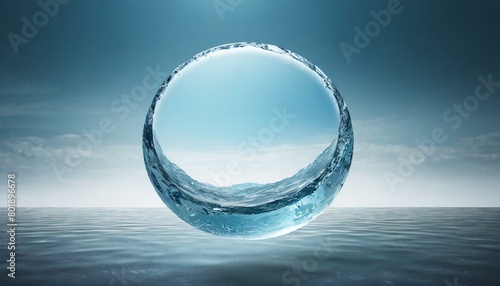 潤いや水分量、保湿、透明感などの表現に使える　宙に浮く水でできた球体　何もない背景 photo