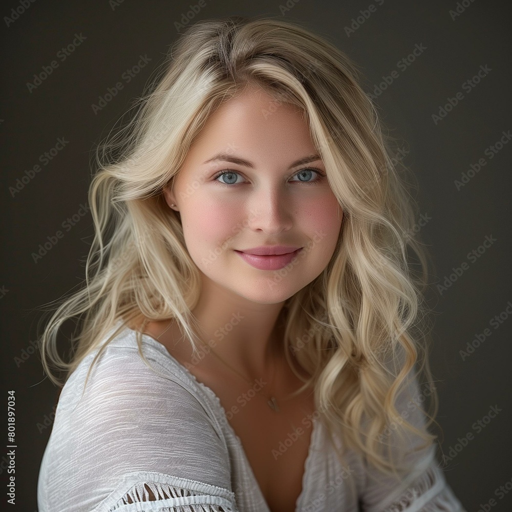 Radiant Young Woman with Blonde Hair Smiling Portrait Radiant Young Woman with Blonde Hair Smiling Portrait