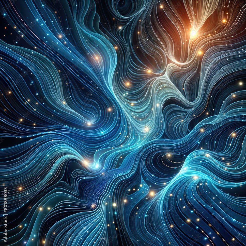 Blue Wave Patterns with Glowing Accents Blue Wave Patterns with Glowing Accents