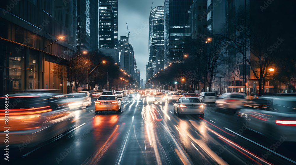 Obraz premium Busy traffic under city lights,