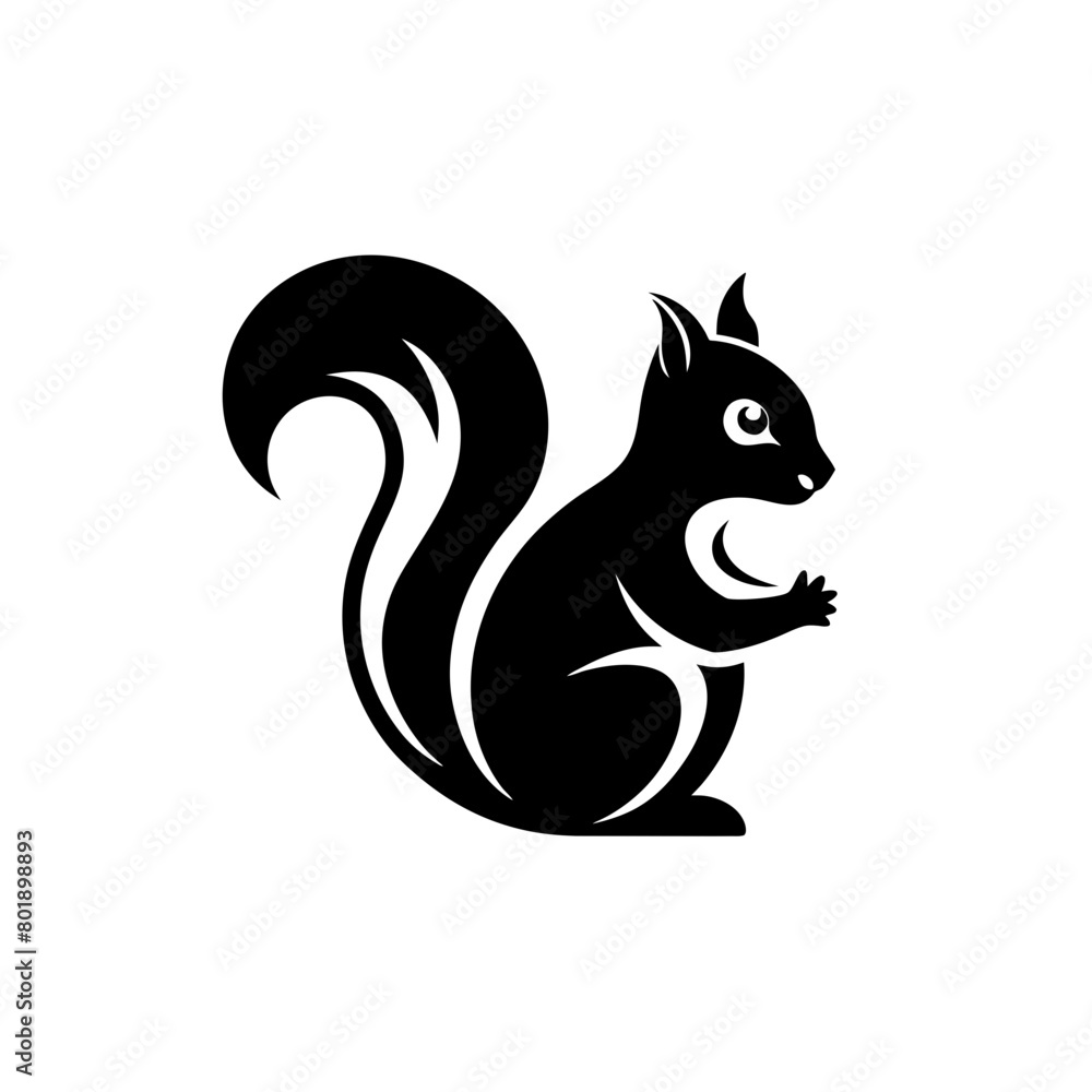 Obraz premium Squirrel silhouette. Squirrel Logo design concept is isolated on white background. Squirrel logotype Vector Illustration