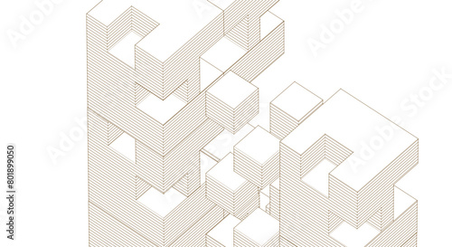 abstract modular architecture 3d rendering	

