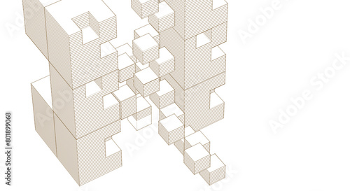 abstract modular architecture 3d rendering	

