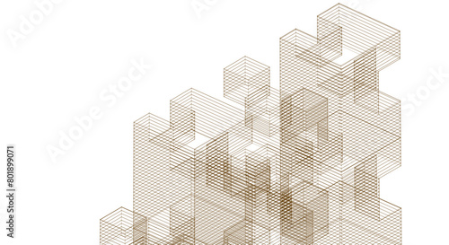 abstract modular architecture 3d rendering	
