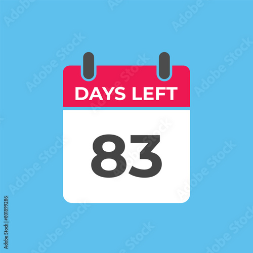 83 days to go countdown template. 83 day Countdown left days banner design. 83 Days left countdown timer 