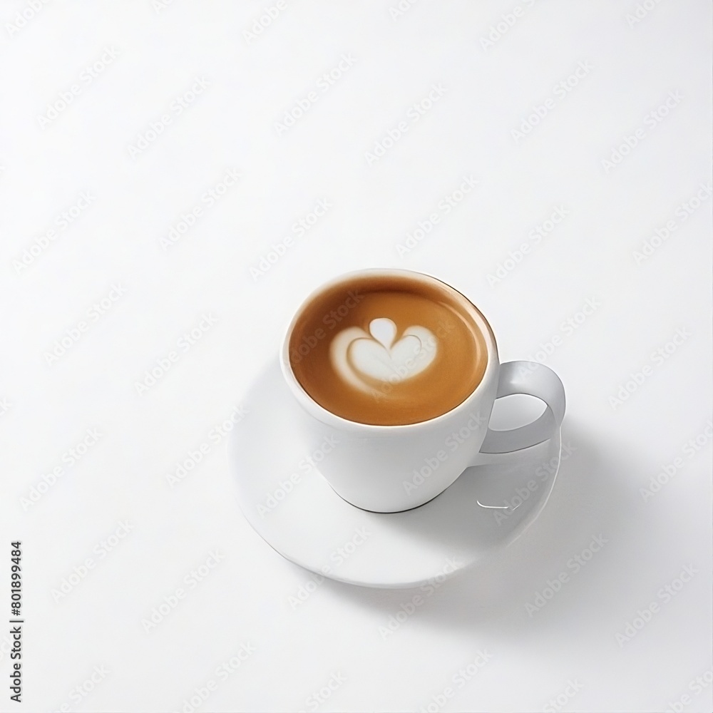 White background with a coffee cup on the table generative Ai illustation White background with a coffee cup on the table generative Ai illustation