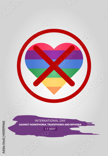 Vector illustration for stopping homophobia, transphobia and biphobia vertical poster vector design.