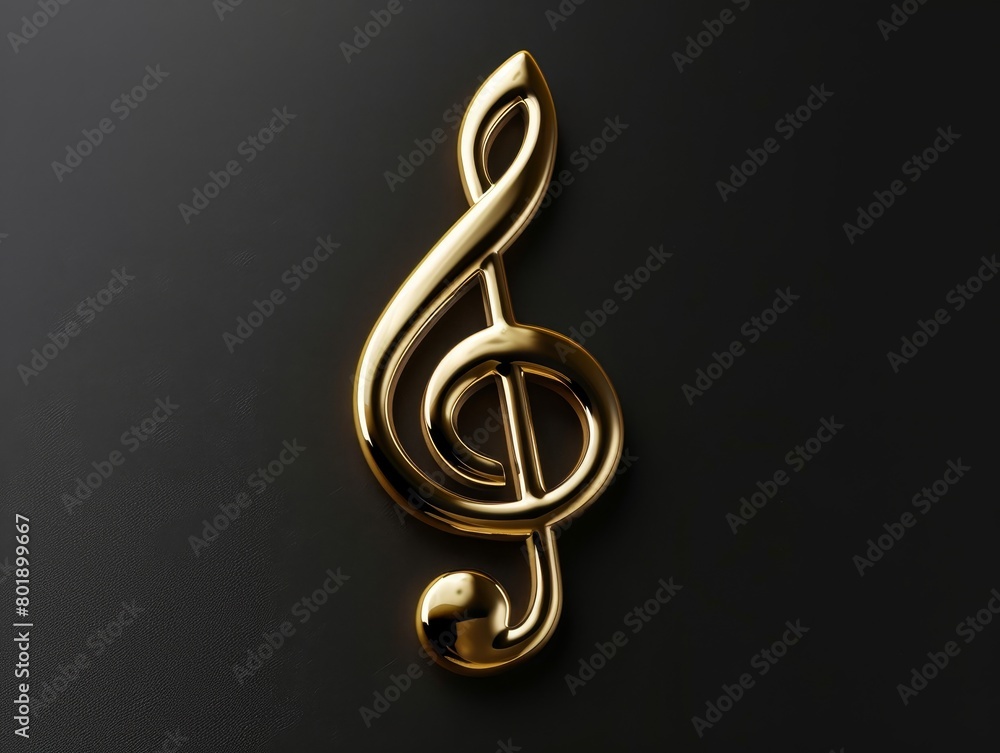 Shiny gold music symbol standing against a muted backdrop. Shiny gold music symbol standing against a muted backdrop.