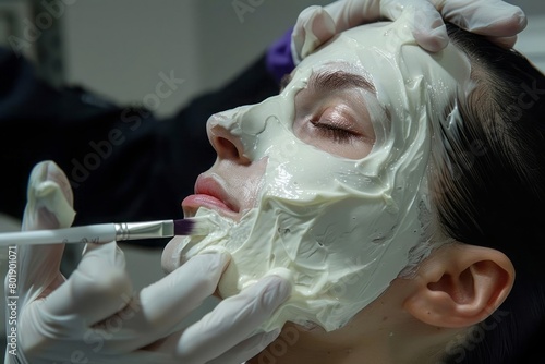 Application of a bioactive peptide mask in a modern cosmetology clinic for enhanced skin repair photo
