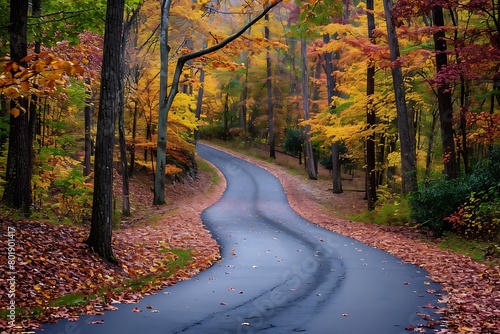 road in autumn forest