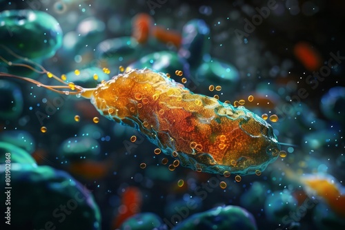 Medical illustration of insulin release from the pancreas, diabetes focus